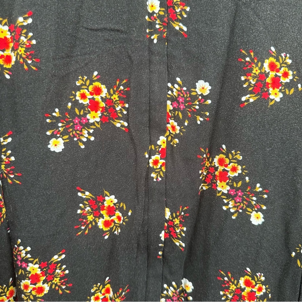 ModCloth Black Floral A-Line Dress with Red & Yellow Blossoms - Picture 6 of 6